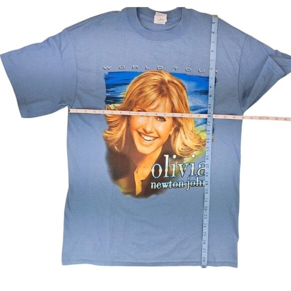 Vintage Olivia Newton-John World Tour T-Shirt Gildan Blue Medium Double Side New - Picture 5 of 5